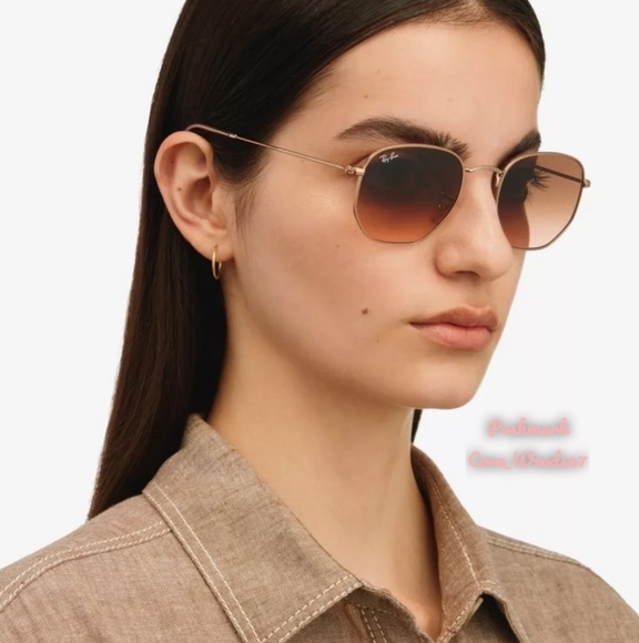 RayBan Hexagonal Gradient Brown Lenses RB3548N Gold Frame Unisex New - Picture 13 of 17
